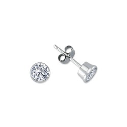 925 Silver 6mm CZ Set Rub Over Stud Earrings 925 Silver 6mm CZ Set Rub Over Stud Earrings