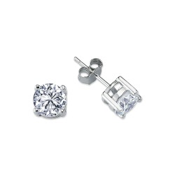 925 Silver 7mm Heavyweight CZ Set Stud Earrings Round 925 Silver 7mm Heavyweight CZ Set Stud Earrings Round