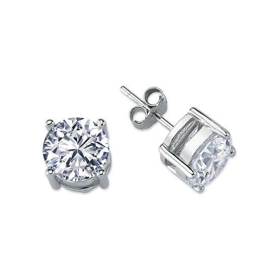 925 Silver 9mm Heavyweight CZ Set Stud Earrings Round 925 Silver 9mm Heavyweight CZ Set Stud Earrings Round
