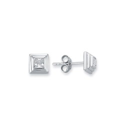 925 SilverTiered Wedding Cake Solitare 5mm Square CZ Set Stud Earrings 925 SilverTiered Wedding Cake Solitare 5mm Square CZ Set Stud Earrings