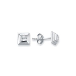 925 SilverTiered Wedding Cake Solitare 6mm Square CZ Set Stud Earrings 925 SilverTiered Wedding Cake Solitare 6mm Square CZ Set Stud Earrings