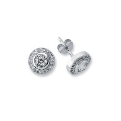 925 Silver 5mm CZ Set Solitaire Halo Stud earrings 925 Silver 5mm CZ Set Solitaire Halo Stud earrings