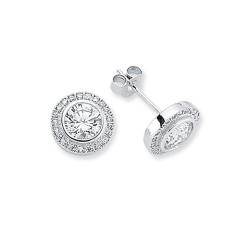 925 Silver 7mm CZ Set Solitaire Halo Stud earrings 925 Silver 7mm CZ Set Solitaire Halo Stud earrings