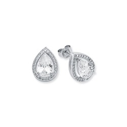 925 Silver CZ Set Pear Shape Halo Stud Earrings 925 Silver CZ Set Pear Shape Halo Stud Earrings