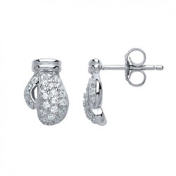 925 Silver CZ Set Boxing Glove Stud Earrings 925 Silver CZ Set Boxing Glove Stud Earrings