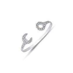 925 Sterling Silver Solid CZ Set Spanner Baby / Childrens Bangle