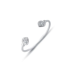 925 Sterling Silver CZ Set Heart Torque Baby / Childrens Bangle 925 Sterling Silver CZ Set Heart Torque Baby / Childrens Bangle