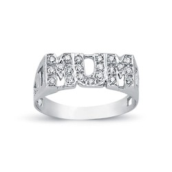925 Silver CZ Set Mum Ring Curb Shoulders