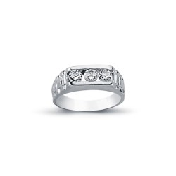 925 Silver CZ Set Trilogy Signet Ring