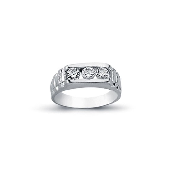 925 Silver CZ Set Trilogy Signet Ring