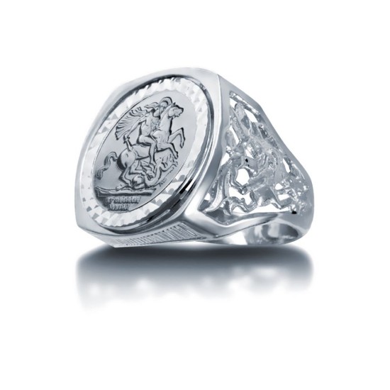 925 Silver Half Sovereign Ring