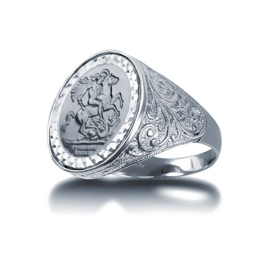 925 Silver Half Sovereign Ring