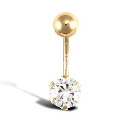 9ct Yellow Gold Cubic Zirconia Belly Bar 9ct Yellow Gold Cubic Zirconia Belly Bar