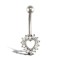 9ct White Gold Cubic Zirconia Heart Belly Bar