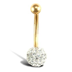 9ct Yellow Gold Crystal Belly Bar
