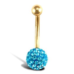9ct Yellow Gold Crystal Belly Bar