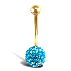 9ct Yellow Gold Crystal Belly Bar