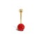 9ct Yellow Gold Red Siam Crystal Belly Bar