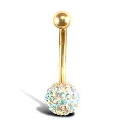 9ct Yellow Gold Crystal Belly Bar 9ct Yellow Gold Crystal Belly Bar