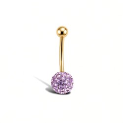 9ct Yellow Gold Lilac Crystal Belly Bar