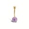 9ct Yellow Gold Lilac Crystal Belly Bar