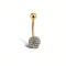 9ct Yellow Gold Grey Crystal Belly Bar