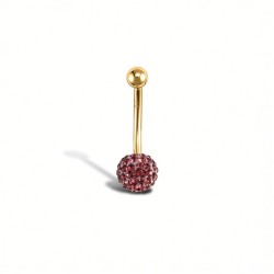 9ct Yellow Gold Amethyst Purple Crystal Belly Bar