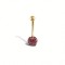 9ct Yellow Gold Amethyst Purple Crystal Belly Bar