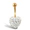9ct Yellow White Crystal Heart Belly Bar