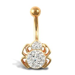 9ct Yellow Gold White Crystal Spider Belly Bar