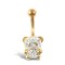 9ct Yellow Gold White Crystal Teddy Belly Bar