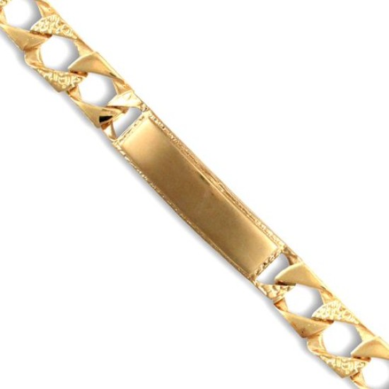 9ct Gold Cast Lizard & Polished Id Curb Bracelet