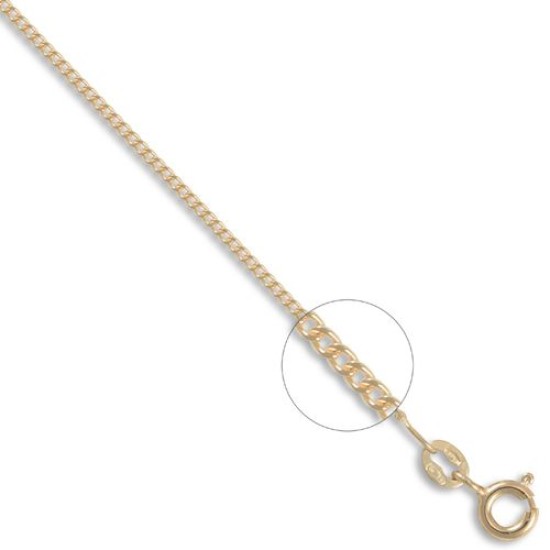 9ct Yellow Gold Diamond Cut Curb 1.3mm Gauge Pendant Chain