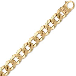 9ct Yellow Gold Traditional Heavy Weight Curb Link 17mm Gauge Bracelet
