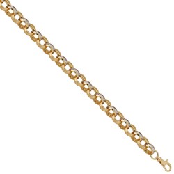 9ct Yellow Gold CZ set and Patterened Belcher 13.5mm Gauge Bracelet