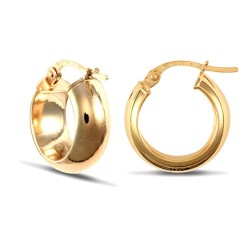 9ct yellow gold D-shaped wedding band design creole Hoop Earrings