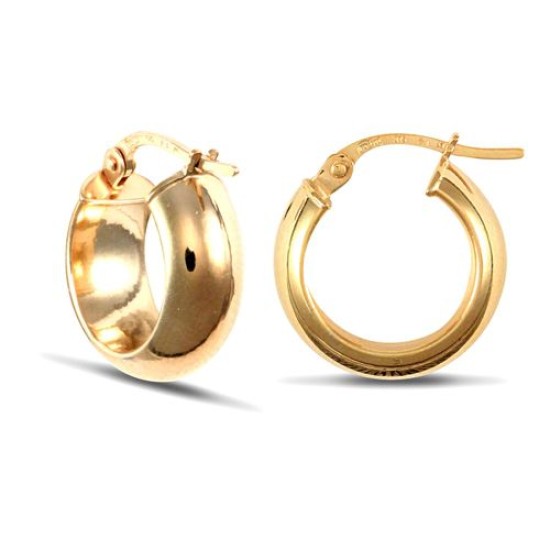 9ct yellow gold D-shaped wedding band design creole Hoop Earrings