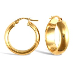 9ct yellow gold D-shaped wedding band design Hoop Earrings