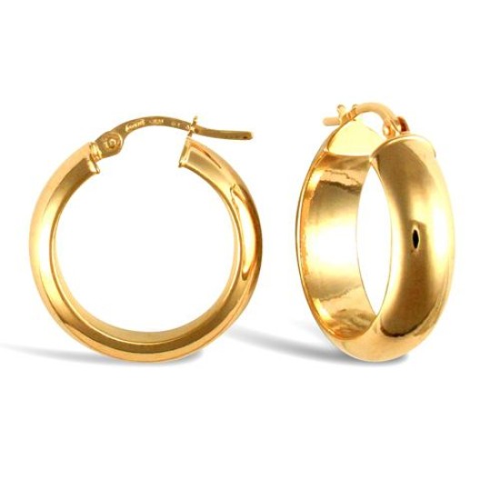 9ct yellow gold D-shaped wedding band design Hoop Earrings