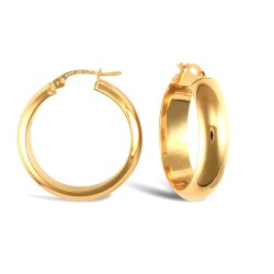 9ct yellow gold D-shaped wedding band design Hoop Earrings