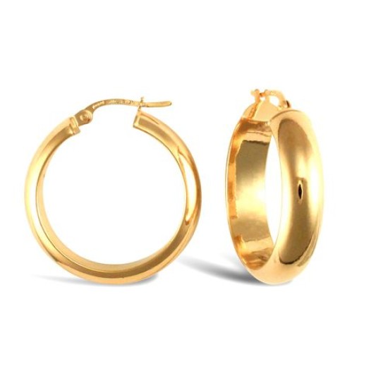 9ct yellow gold D-shaped wedding band design Hoop Earrings