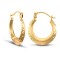9ct yellow gold creole Hoop Earrings engraved with a floral design.