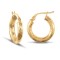 9ct yellow gold 3mm creole Hoop Earrings with a textured stripe design.