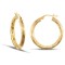 9ct yellow gold 3mm creole Hoop Earrings with a textured stripe design.