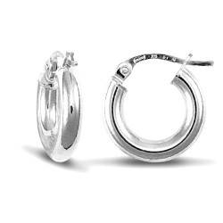 9ct white gold elegant 3mm creole Hoop Earrings
