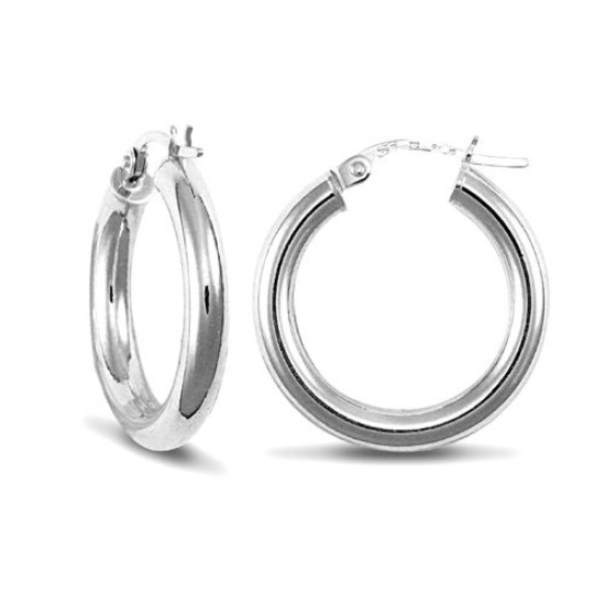 9ct white gold elegant 3mm creole Hoop Earrings