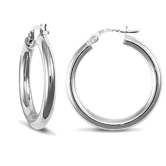 9ct white gold elegant 3mm creole Hoop Earrings