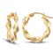 9ct yellow gold twisted creole Hoop Earrings textured with a barked pattern.