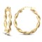9ct yellow gold twisted creole Hoop Earrings textured with a barked pattern.
