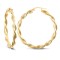 9ct yellow gold twisted creole Hoop Earrings textured with a barked pattern.